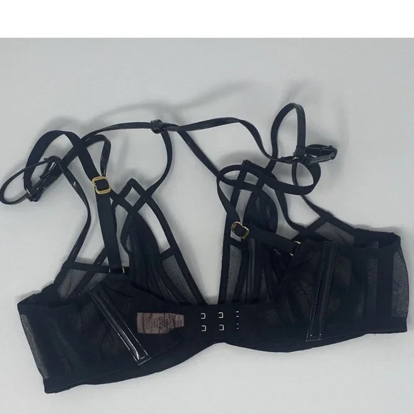 Agent Provocateur Black Vinyl & Mesh Underwear bra